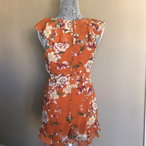 Rust Colored Floral Romper - Picture 2 of 4